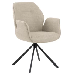 Eetkamerstoel Aubin Met Armleuning - Beige/zwart