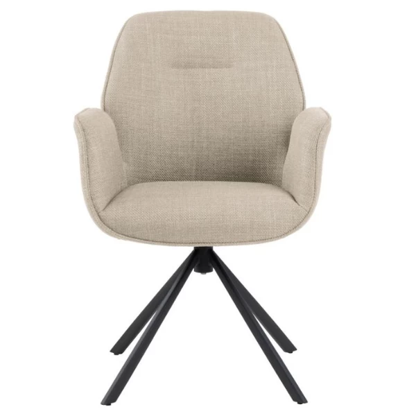 Eetkamerstoel Aubin Met Armleuning - Beige/zwart 7 Eetkamerstoel Aubin Met Armleuning - Beige/zwart - Afbeelding 7