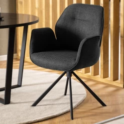 Eetkamerstoel Aubin Met Armleuning - Antraciet/zwart