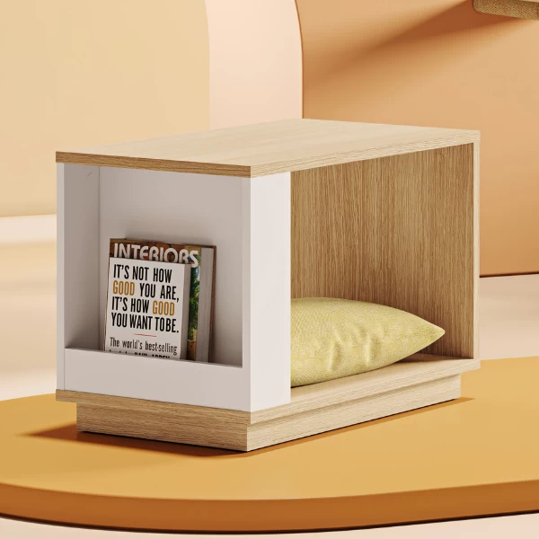 Bijzettafeltje Ellana 40 X 70 Cm 2 Open Vakken-lichte Eik/wit 1 Bijzettafeltje Ellana 40 X 70 Cm 2 Open Vakken-lichte Eik/wit