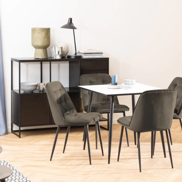 Eetkamerstoel Lynn Velours En Metaal - Taupe 2 Eetkamerstoel Lynn Velours En Metaal - Taupe - Afbeelding 2