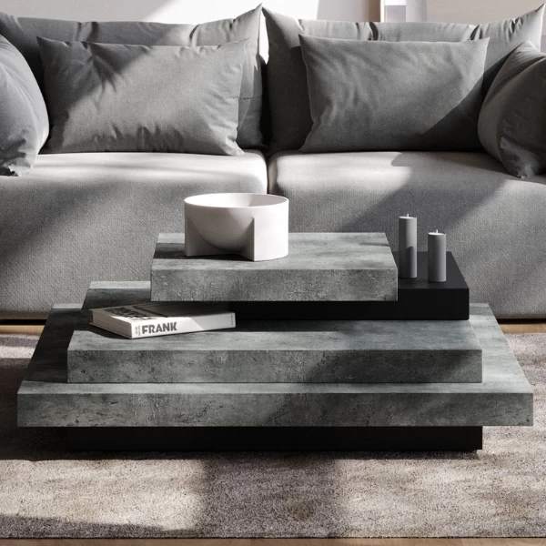 Salontafel Selena 110x110 - Beton/zwart 1 Salontafel Selena 110x110 - Beton/zwart