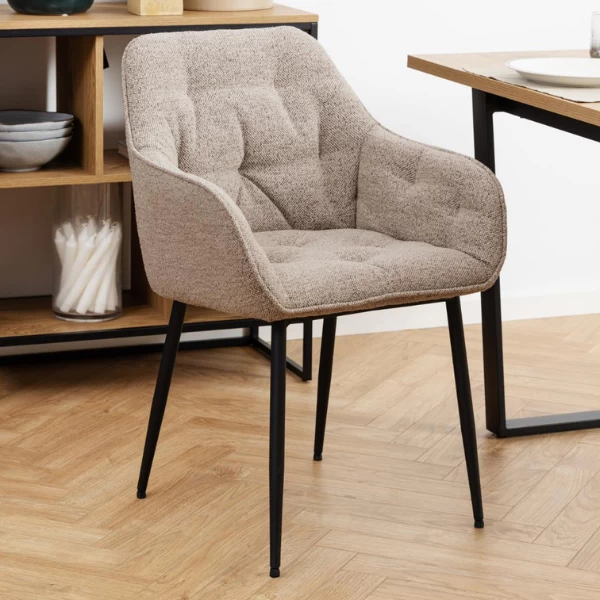 Eetkamerstoel Bridget Stof En Metaal - Beige/zwart 10 Eetkamerstoel Bridget Stof En Metaal - Beige/zwart - Afbeelding 10