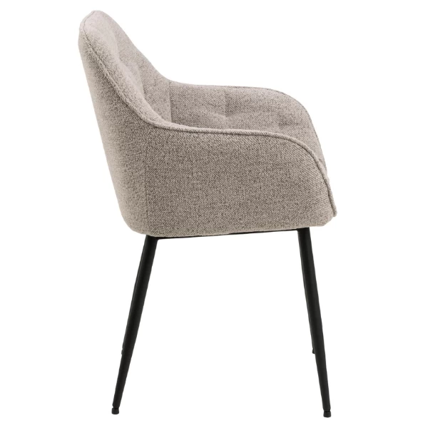 Eetkamerstoel Bridget Stof En Metaal - Beige/zwart 6 Eetkamerstoel Bridget Stof En Metaal - Beige/zwart - Afbeelding 6