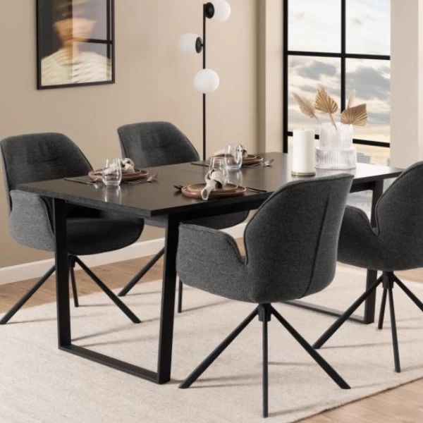 Verlengbare Eettafel Amanda 160<220x90 - Marmer/zwart 1 Verlengbare Eettafel Amanda 160<220x90 - Marmer/zwart