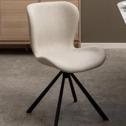 Draaibare Eetkamerstoel Tilda Stof - Beige/zwart