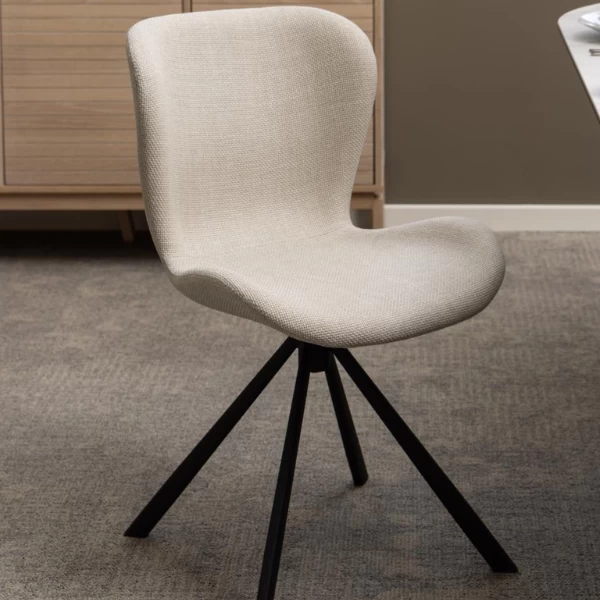 Draaibare Eetkamerstoel Tilda Stof - Beige/zwart 1 Draaibare Eetkamerstoel Tilda Stof - Beige/zwart