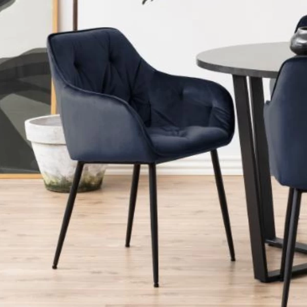 Eetkamerstoel Lynn - Donkerblauw/zwart 1 Eetkamerstoel Lynn - Donkerblauw/zwart