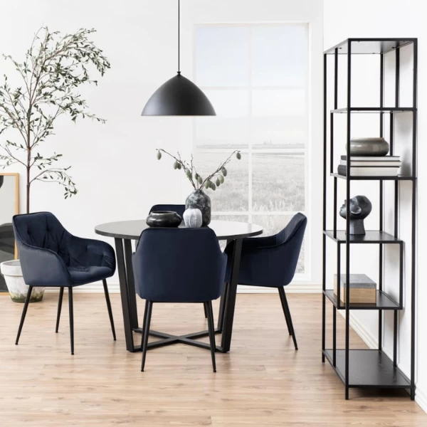 Eetkamerstoel Lynn - Donkerblauw/zwart 3 Eetkamerstoel Lynn - Donkerblauw/zwart - Afbeelding 3