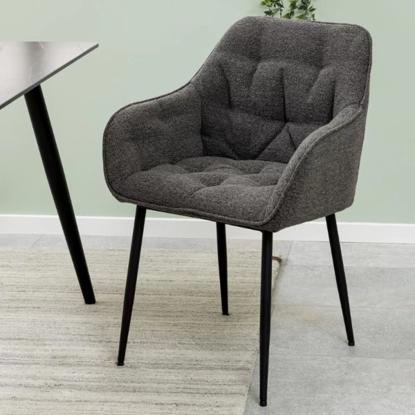 Eetkamerstoel Bridget Stof En Metaal - Antraciet/zwart 1 Eetkamerstoel Bridget Stof En Metaal - Antraciet/zwart