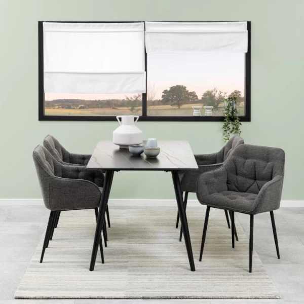 Eetkamerstoel Bridget Stof En Metaal - Antraciet/zwart 2 Eetkamerstoel Bridget Stof En Metaal - Antraciet/zwart - Afbeelding 2