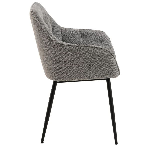 Eetkamerstoel Bridget Stof En Metaal - Grijs/zwart 6 Eetkamerstoel Bridget Stof En Metaal - Grijs/zwart - Afbeelding 6