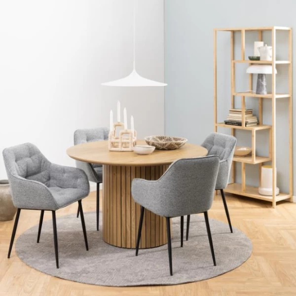 Eetkamerstoel Bridget Stof En Metaal - Grijs/zwart 2 Eetkamerstoel Bridget Stof En Metaal - Grijs/zwart - Afbeelding 2