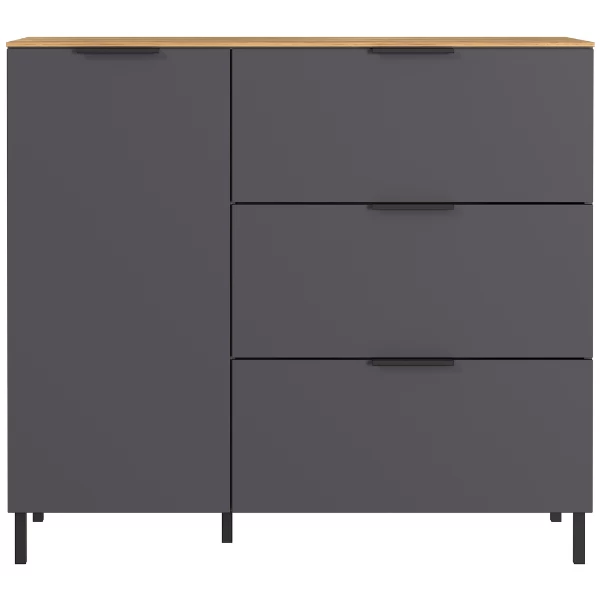 Wandkast Calista 109cm 1 Deur & 3 Lades - Antraciet/eik 12 Wandkast Calista 109cm 1 Deur & 3 Lades - Antraciet/eik - Afbeelding 12