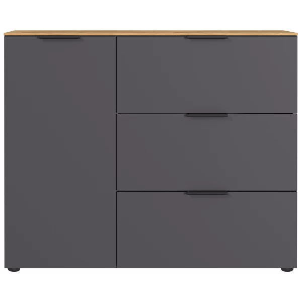 Wandkast Calista 109cm 1 Deur & 3 Lades - Antraciet/eik 10 Wandkast Calista 109cm 1 Deur & 3 Lades - Antraciet/eik - Afbeelding 10