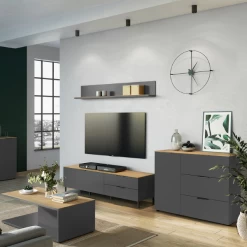 Wandkast Calista 109cm 1 Deur & 3 Lades - Antraciet/eik 15 Wandkast Calista 109cm 1 Deur & 3 Lades - Antraciet/eik -Collectie Woonkamermeubels Ontwerp zonder titel 2023 08 01T145124.518 2e3c