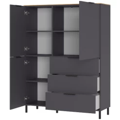 Buffetkast Calista 109cm 2 Deuren & 3 Lades - Antraciet/eik 17 Buffetkast Calista 109cm 2 Deuren & 3 Lades - Antraciet/eik -Collectie Woonkamermeubels Ontwerp zonder titel 2023 08 01T153256.641 e196
