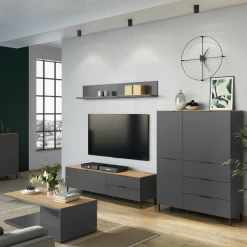 Wandplank Calista 164cm - Antraciet/eik 10 Wandplank Calista 164cm - Antraciet/eik -Collectie Woonkamermeubels Ontwerp zonder titel 2023 08 01T165433.877 0977