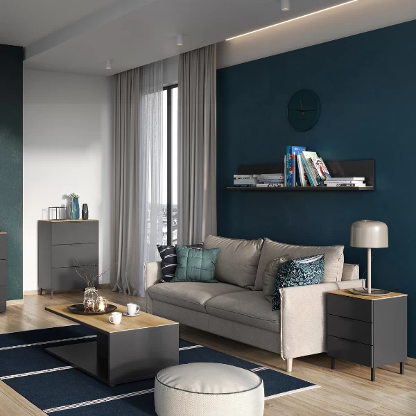 Wandplank Calista 164cm - Antraciet/eik 4 Wandplank Calista 164cm - Antraciet/eik - Afbeelding 4