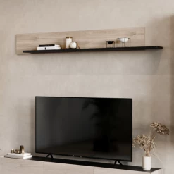 Wandplank Grillo 180cm - Eikdecor/zwart -Collectie Woonkamermeubels Ontwerp zonder titel 2023 08 04T131347.240 f79d