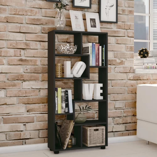 Boekenkast Azira 118 Cm 8 Open Vakken-zwart 3 Boekenkast Azira 118 Cm 8 Open Vakken-zwart - Afbeelding 3