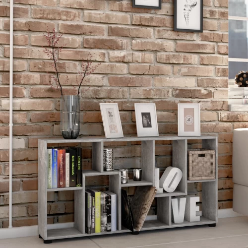 Boekenkast Azira 118 Cm 8 Open Vakken-beton 5 Boekenkast Azira 118 Cm 8 Open Vakken-beton - Afbeelding 5