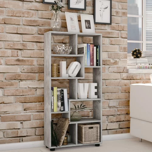 Boekenkast Azira 118 Cm 8 Open Vakken-beton 3 Boekenkast Azira 118 Cm 8 Open Vakken-beton - Afbeelding 3