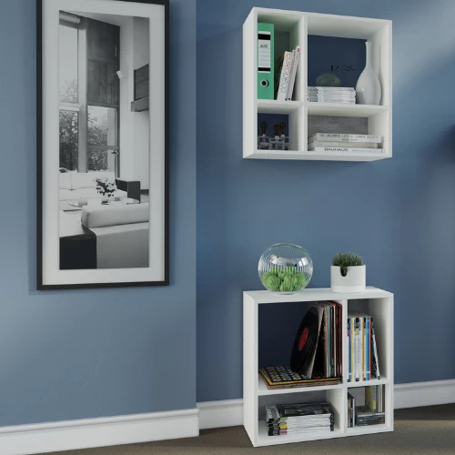 Roomdivider Ebby 4 Open Vakken-wit/beton 7 Roomdivider Ebby 4 Open Vakken-wit/beton - Afbeelding 7