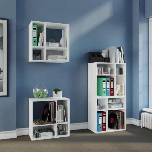 Roomdivider Ebby 4 Open Vakken-wit/beton 4 Roomdivider Ebby 4 Open Vakken-wit/beton - Afbeelding 4