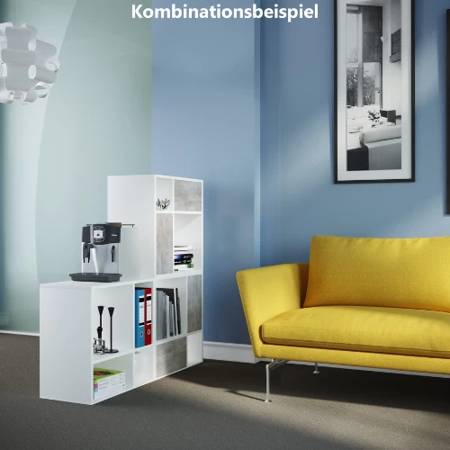 Roomdivider Ebby 4 Open Vakken-wit/beton 2 Roomdivider Ebby 4 Open Vakken-wit/beton - Afbeelding 2