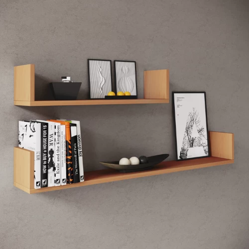 Set Van 2 Wandplanken 60x14.5 Cm En 100x14.5 Cm Britta-beuk 4 Set Van 2 Wandplanken 60x14.5 Cm En 100x14.5 Cm Britta-beuk - Afbeelding 4