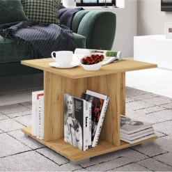 Salontafel Annelieke 50x50 Cm 4 Open Vakken-wilde Eik