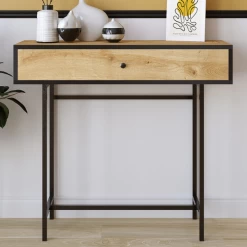 Haltafel Emerald | 100% Melamine | Breedte: 100cm | Eik / Zwart