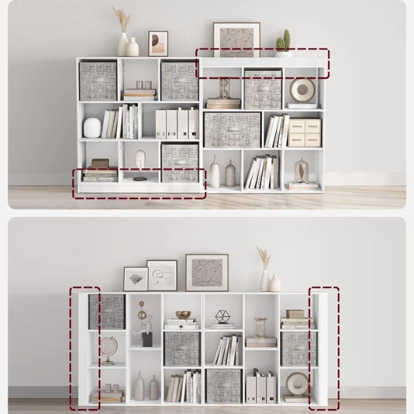 Witte Houten Open Boekenkast Met Laden, Vrijstaand Opbergelement, 97.5x30x100cm 5 Witte Houten Open Boekenkast Met Laden, Vrijstaand Opbergelement, 97.5x30x100cm - Afbeelding 5