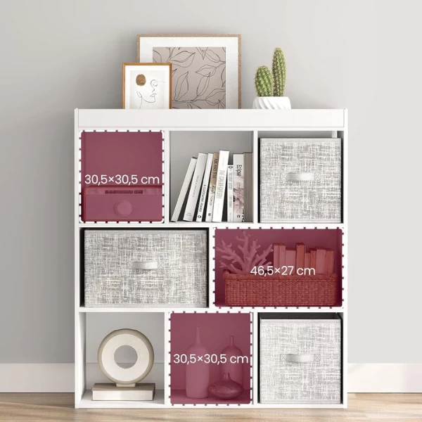 Witte Houten Open Boekenkast Met Laden, Vrijstaand Opbergelement, 97.5x30x100cm 6 Witte Houten Open Boekenkast Met Laden, Vrijstaand Opbergelement, 97.5x30x100cm - Afbeelding 6