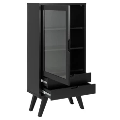 Zwart Eiken Sieg Vitrinekast: 2 Laden, Glazen Deur 24 Zwart Eiken Sieg Vitrinekast: 2 Laden, Glazen Deur -Collectie Woonkamermeubels Ontwerp zonder titel 2023 10 03T134421.464 6228