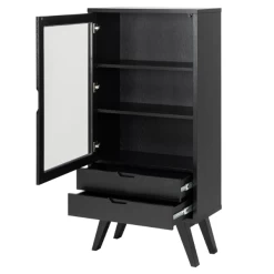 Zwart Eiken Sieg Vitrinekast: 2 Laden, Glazen Deur 22 Zwart Eiken Sieg Vitrinekast: 2 Laden, Glazen Deur -Collectie Woonkamermeubels Ontwerp zonder titel 2023 10 03T134603.357 c3da