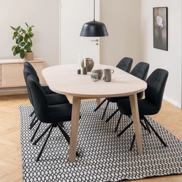 Verlengbare Eettafel Sieg, Ø120/220x75cm - Eik 9 Verlengbare Eettafel Sieg, Ø120/220x75cm - Eik - Afbeelding 9