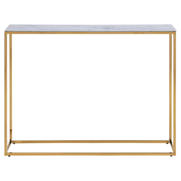 Rechthoekige Consoletafel Alisma - Wit Marmer En Goud Staal 6 Rechthoekige Consoletafel Alisma - Wit Marmer En Goud Staal - Afbeelding 6
