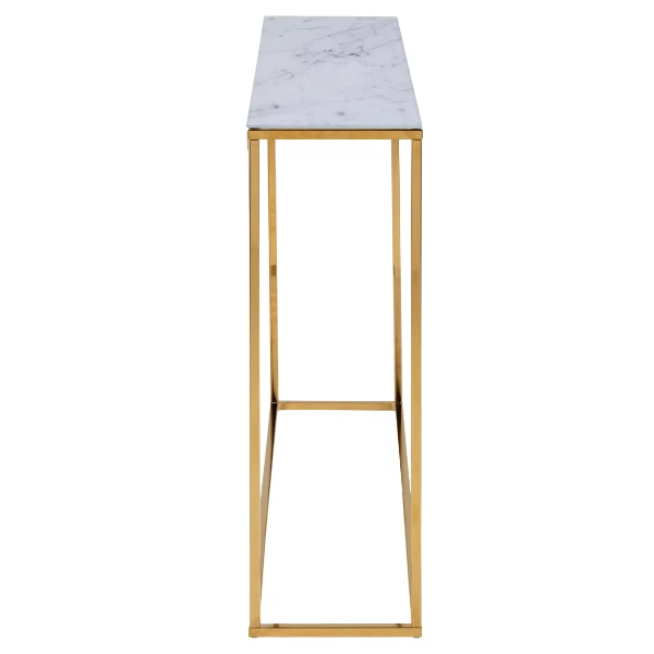 Rechthoekige Consoletafel Alisma - Wit Marmer En Goud Staal 5 Rechthoekige Consoletafel Alisma - Wit Marmer En Goud Staal - Afbeelding 5