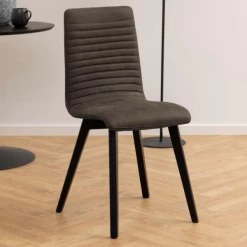 Stijlvolle Armosa Eetkamerstoel: Preston Antraciet, Zwart Eiken Onderstel