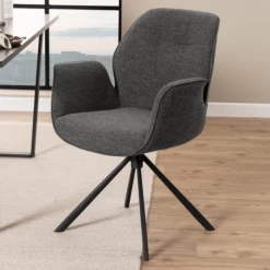 Draaibare Eetkamerstoel Aubin Met Armleuning - Monza Antraciet