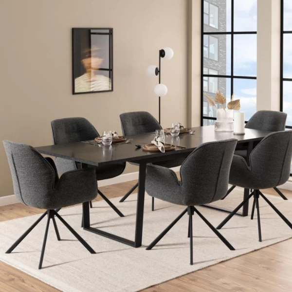 Draaibare Eetkamerstoel Aubin Met Armleuning - Monza Antraciet 3 Draaibare Eetkamerstoel Aubin Met Armleuning - Monza Antraciet - Afbeelding 3