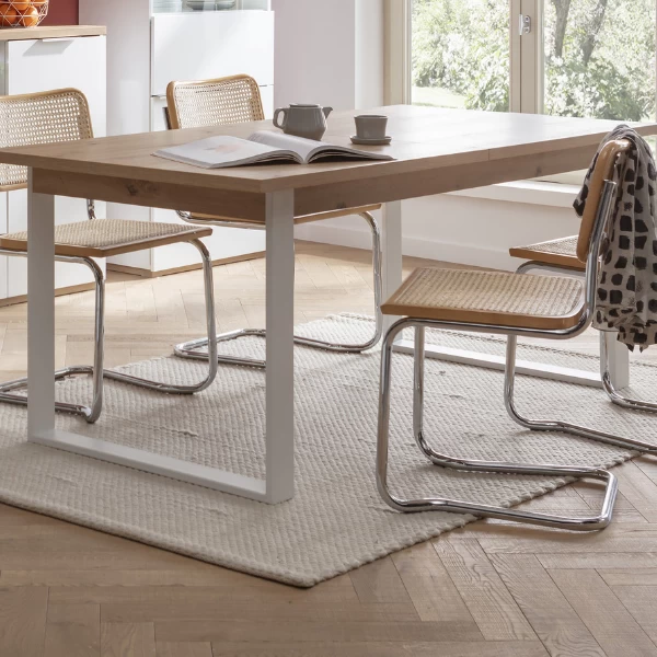 Eettafel Maki 180x90cm - Eikdecor/wit 1 Eettafel Maki 180x90cm - Eikdecor/wit