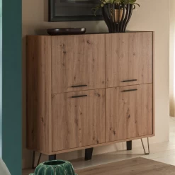 Buffetkast Trevi 123cm Met 4 Deuren - Eik/zwart