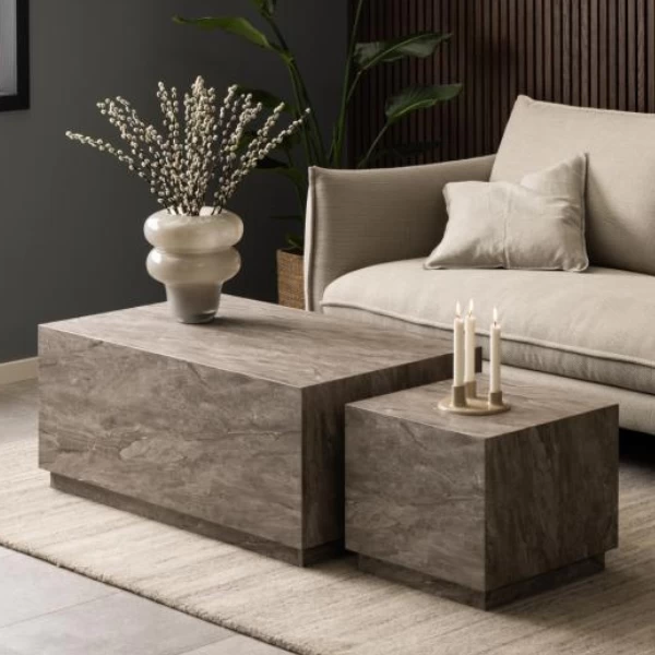 Koffietafelset Dice 2st - Grijs Marmerlook 1 Koffietafelset Dice 2st - Grijs Marmerlook