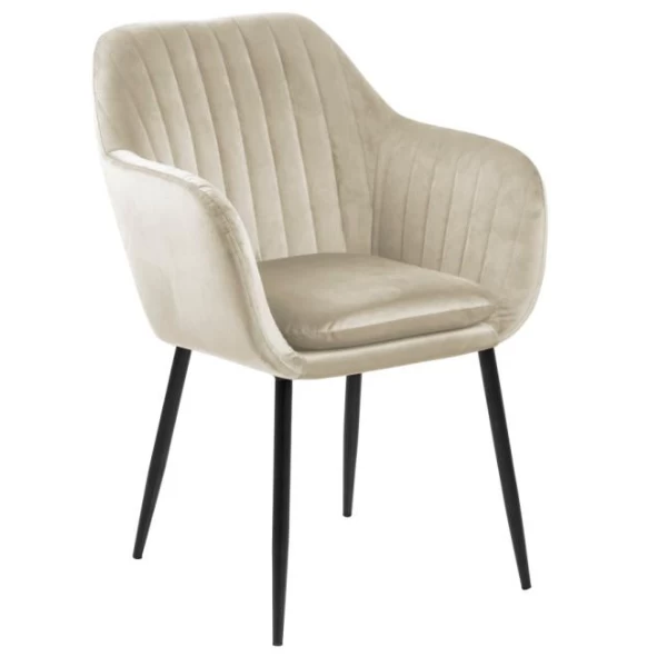 Stijlvolle Eetkamerstoel Hermeline Met Armleuning - Stof Zand 11 Stijlvolle Eetkamerstoel Hermeline Met Armleuning - Stof Zand - Afbeelding 11