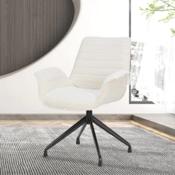 Stoel 'Amir' | Wit | Metalen Poten En Bouclé Bekleding | H84 X B66 X D58cm -Collectie Woonkamermeubels Ontwerp zonder titel 2023 11 07T081440.899 1 9bb5