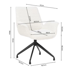 Stoel 'Amir' | Wit | Metalen Poten En Bouclé Bekleding | H84 X B66 X D58cm -Collectie Woonkamermeubels Ontwerp zonder titel 2023 11 07T082457.541 17ab