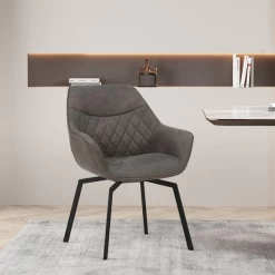 Doron Microfiber En PU Stoel Grijs | Metalen Poten | Draaibaar".